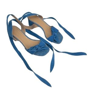 ABLE Knotted Suede Blue Wrap Heel
